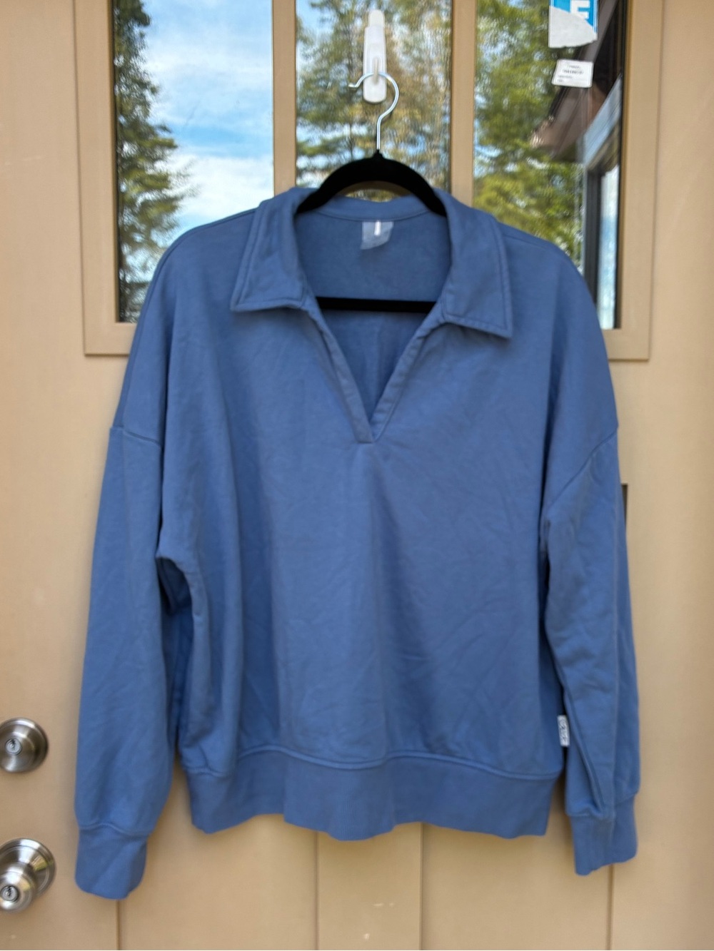 Calia Sweatshirt V Neck with Collar Blue Women's Large